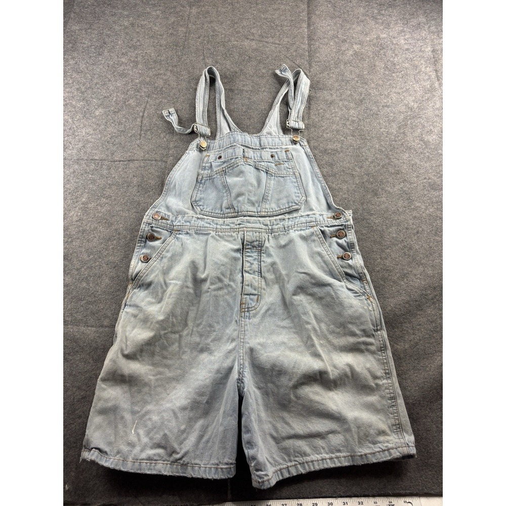 Vtg Bill Blass Carpenter Shortalls Short Overalls Light Wash Romper 90s women S?